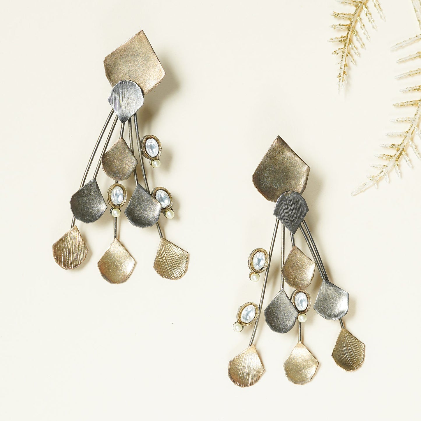 Two Toned Modern Earrings