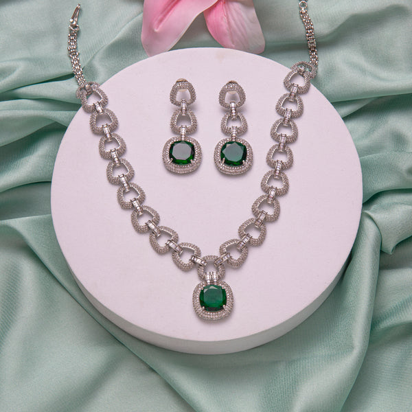 Emerald Stone Zirconia Necklace Set