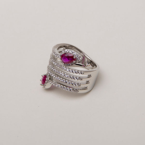 Coloured Stones Spiral Ring