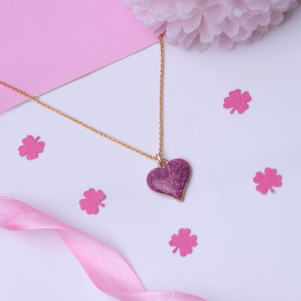 Valentine's Day Special Pink Bling Heart Shaped pendant Chain