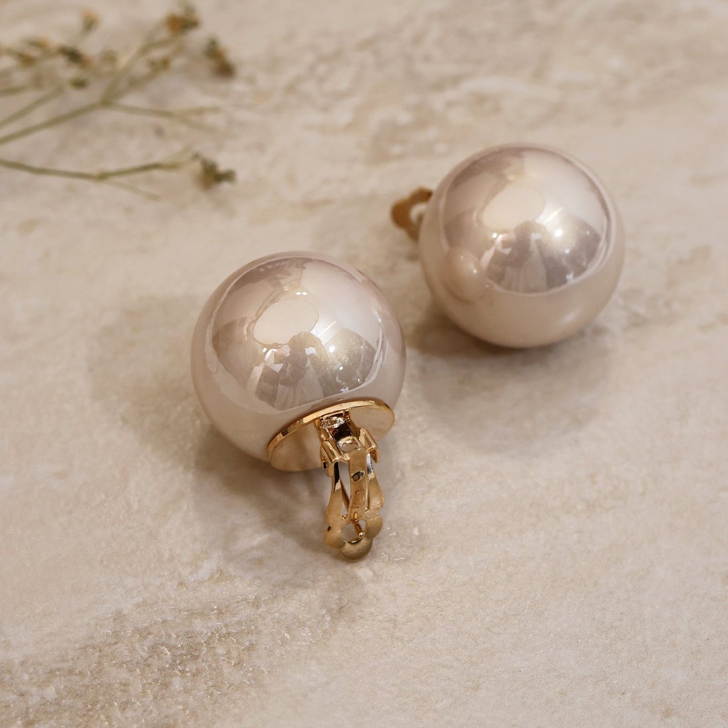 Hazel Toned Back Clip Pearl Studs