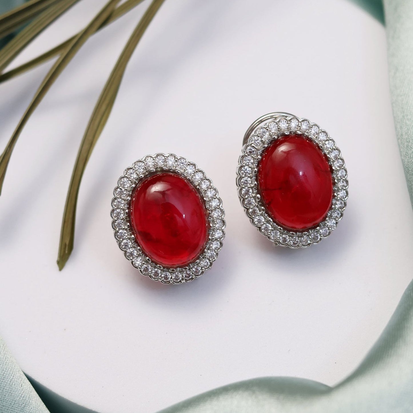 Ruby Colour Stud Earrings