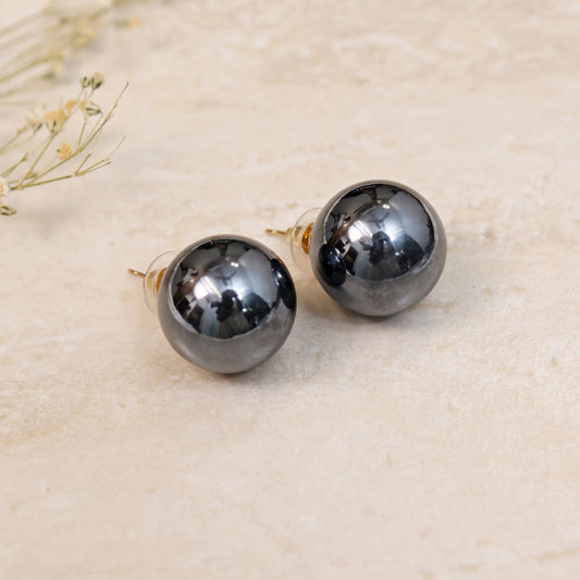 Chrome Black Colour Pearl Studs