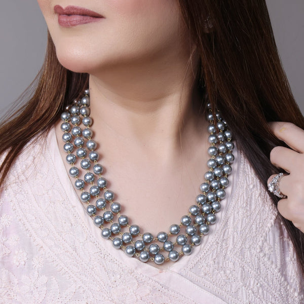 Chrome Grey Layered Necklace