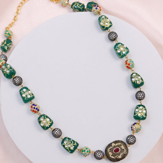 Ridhvi  Green Beads Necklace Set