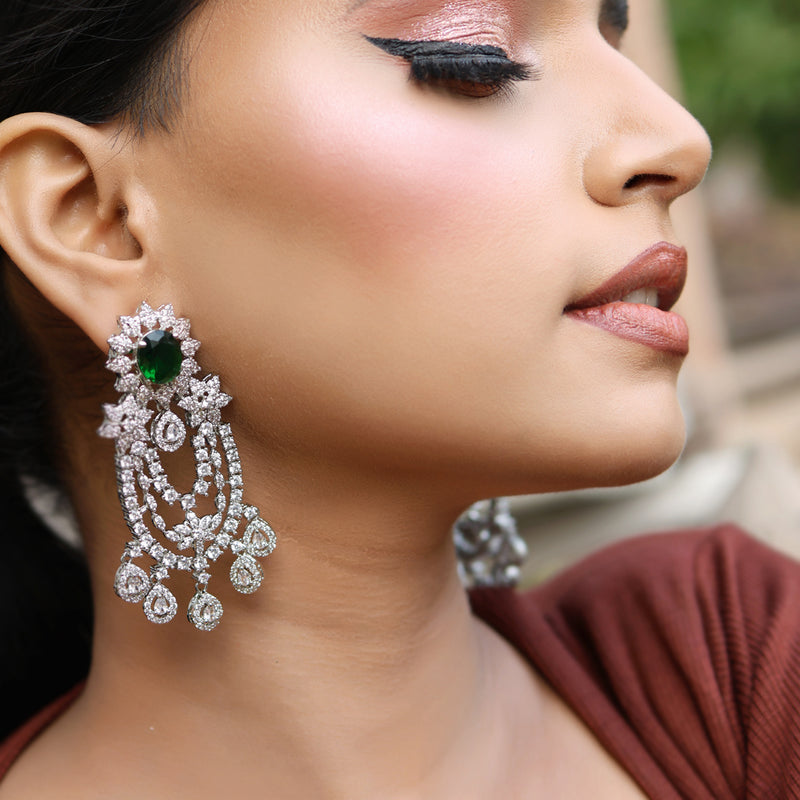 Raina Emerald Coloured Earrings