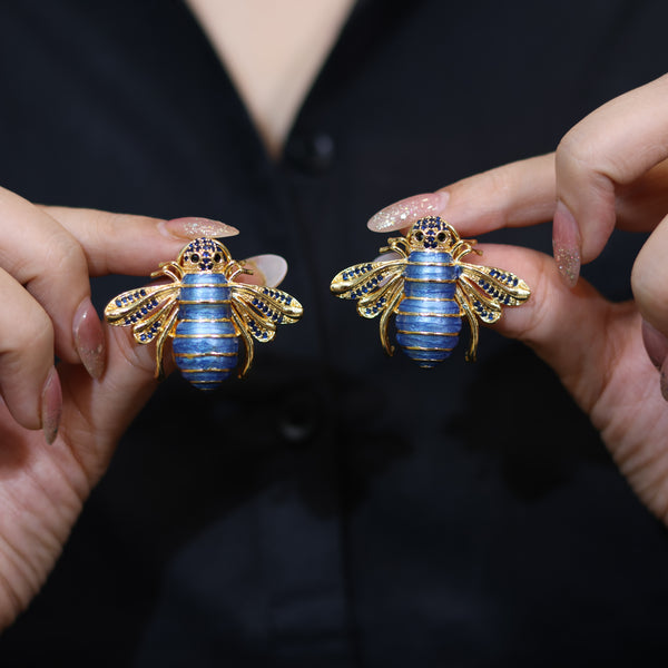 Blue Toned Ladybird Earrings