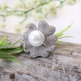 Adjustable Pearl and Zirconia Ring