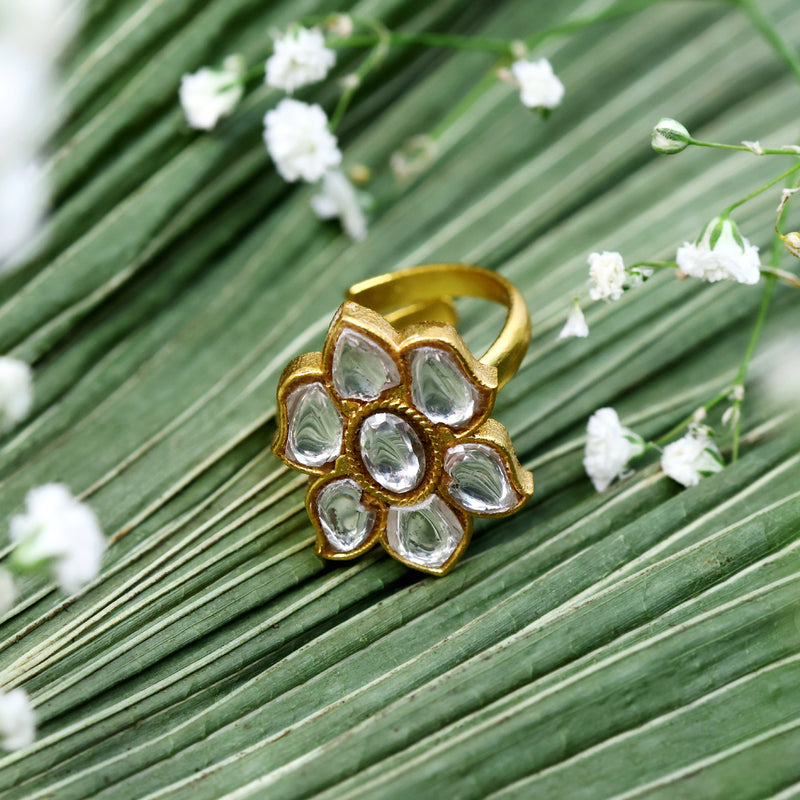 Anaash Adjustable Kundan Ring