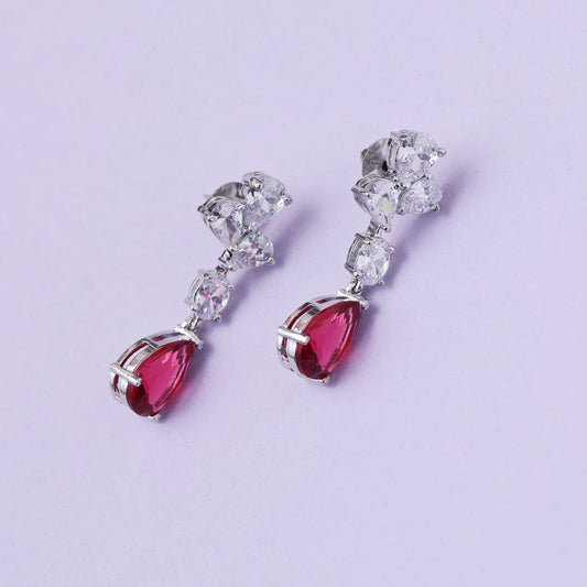 Pink Drop Zirconia Earrings