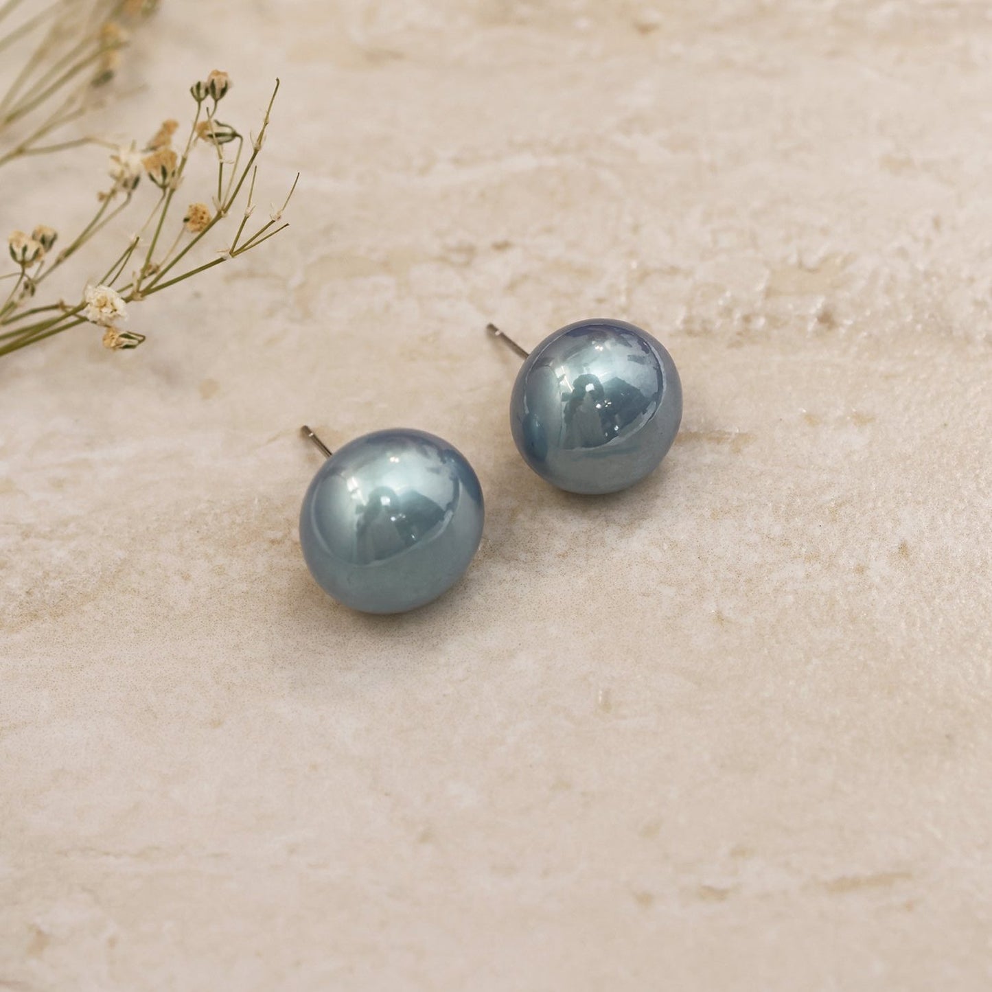 Turqiose Colour Pearl Stud Earrings