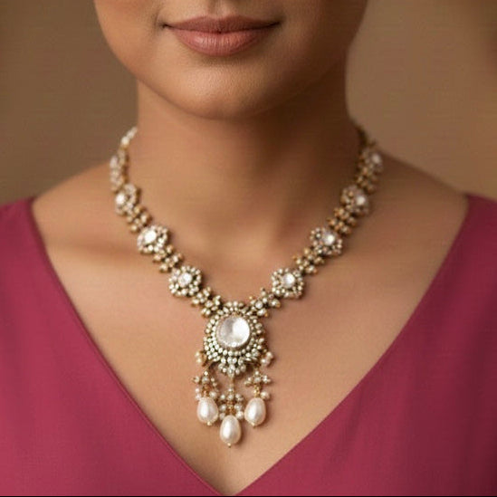 Adaah Victorian Polki Necklace Set