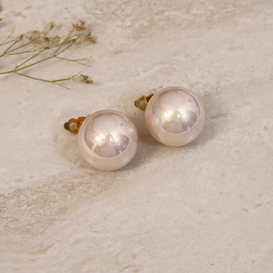 Pastel Pearl Stud Earrings with Back Clip