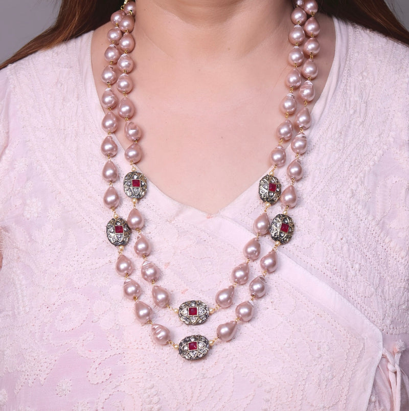 Rosegold Marcasite Balls Necklace