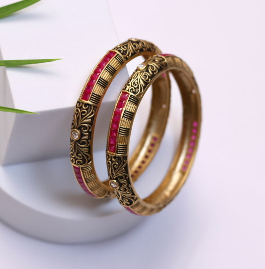 Deep Pink Enamel Bangles