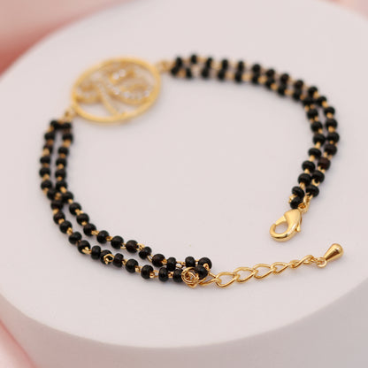 Ek Omkar Black Beads Bracelet