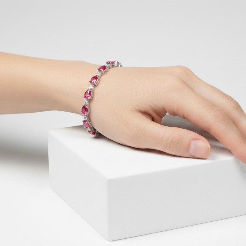 Ruby Toned Zirconia Tennis Bracelet