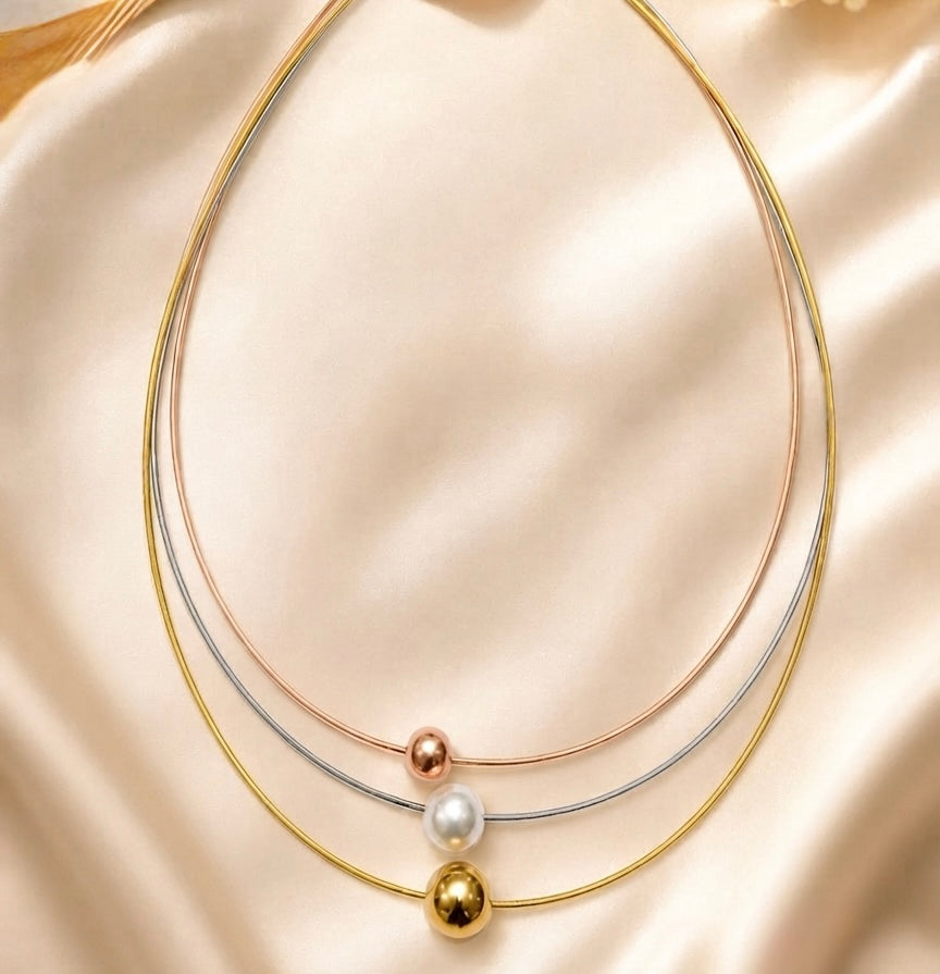 Amy Three Toned Modern Neckalce