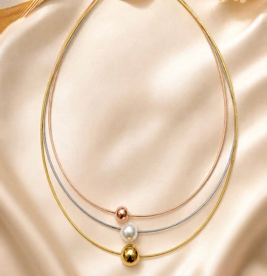 Amy Three Toned Modern Neckalce
