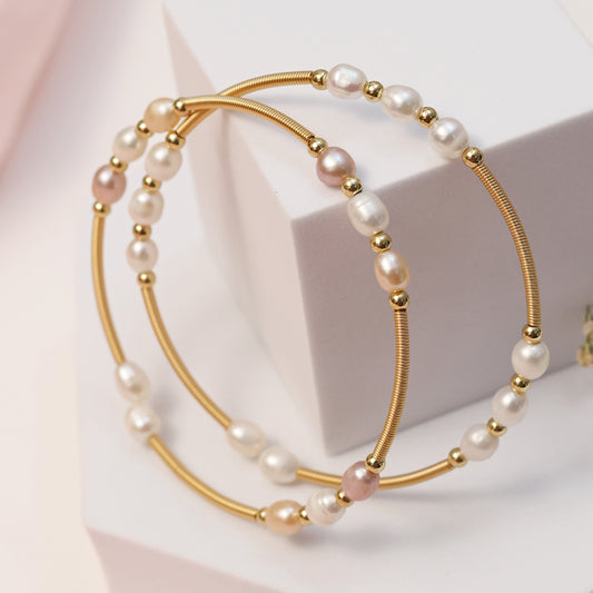 Akshi Openable Pearl and Gold Bracelet cum Bangles