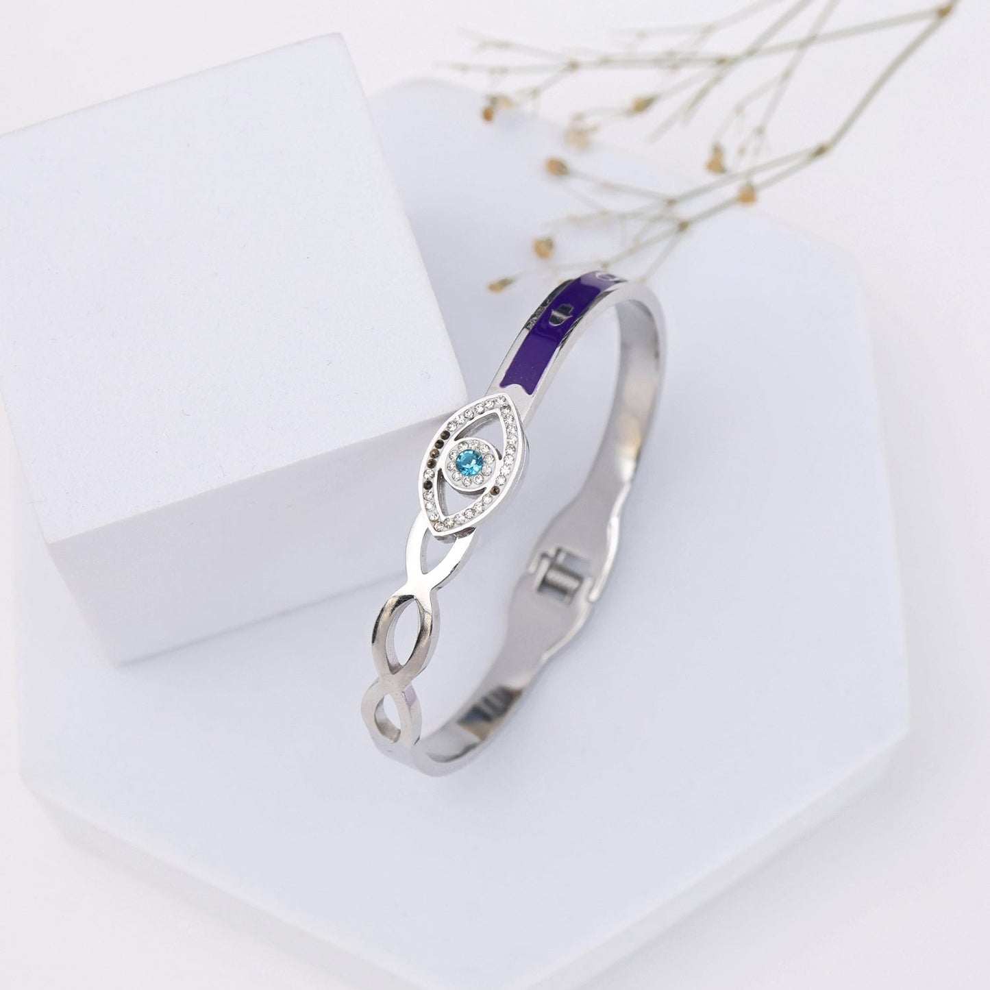 Evil Eye Stainless Steel Openable Bracelet