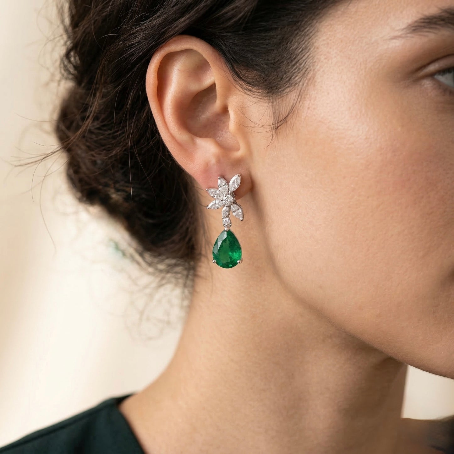 Nikita Zirconia emerald Drop Earrings