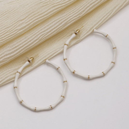 White Enamel Hoop Earrings