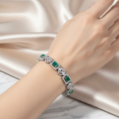 Green Stone Studded Tennis Bracelet