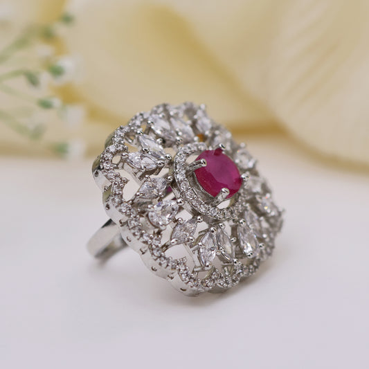 Pink Stone Adjustable Ring