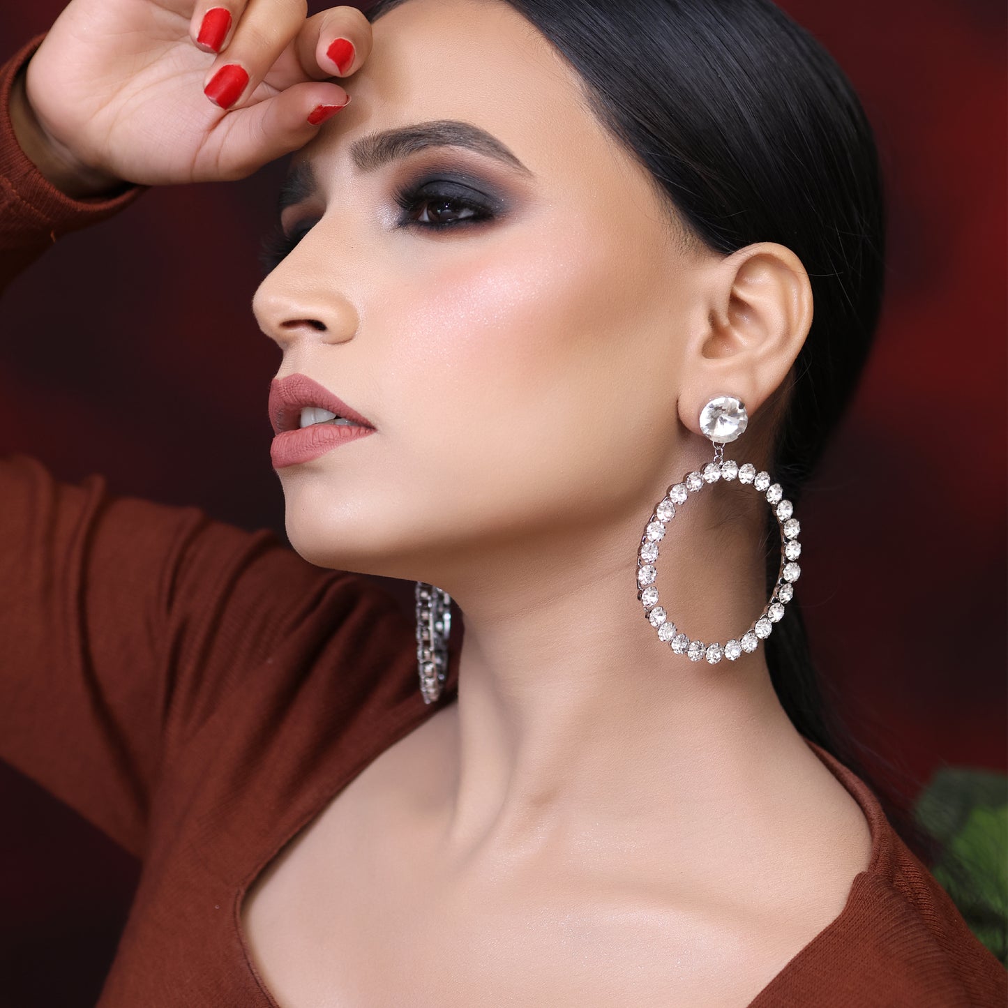 Round Zirconia Bling Hoop Earrings