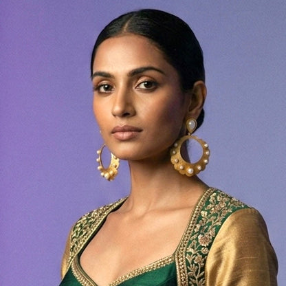 Gazala Matt Gold Chandbali Earrings