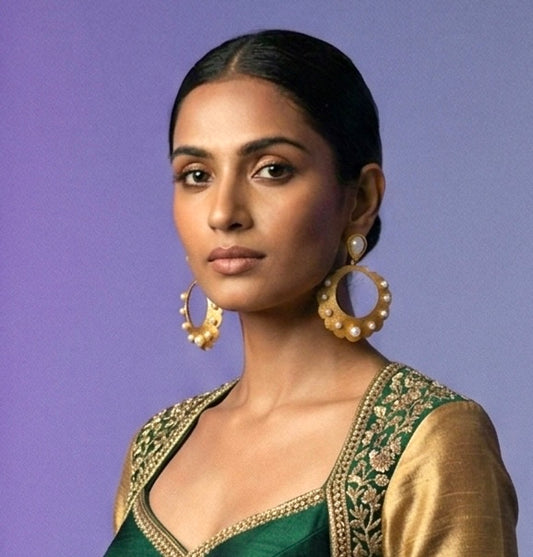 Gazala Matt Gold Chandbali Earrings