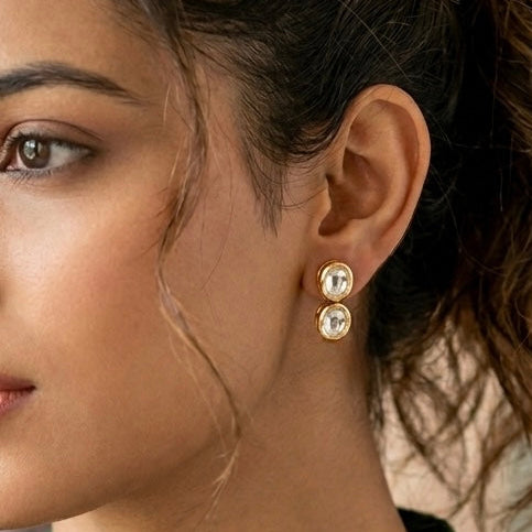 Meera Dual Polki Earrings