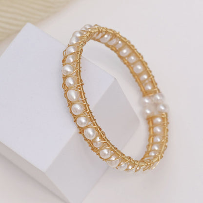 Anyaa White Pearl Openable Bracelet cum Bangle