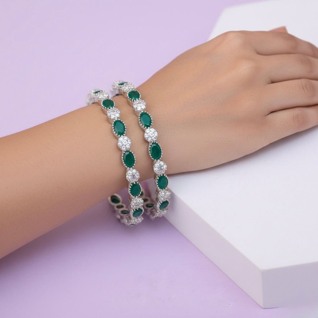 Meera Green Stone Bangles