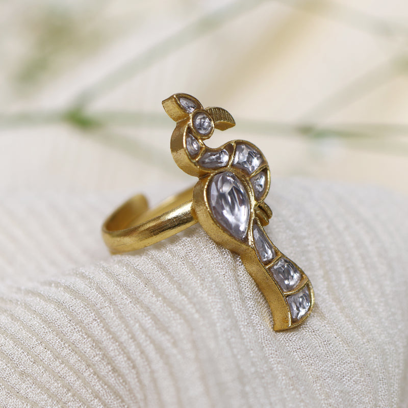 Birdie Adjustable Kundan Ring