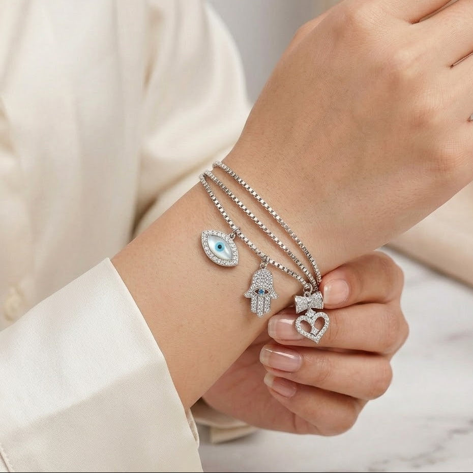 Evil Eye Damru Adjustable Bracelet