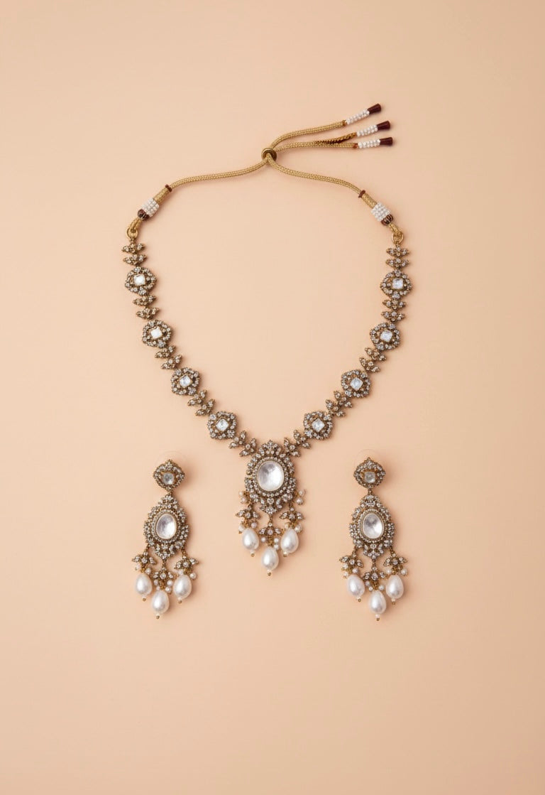 Adaah Victorian Polki Necklace Set