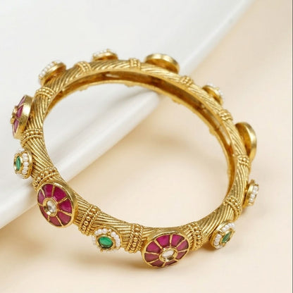 Padma Antique Coloured Stone Studded Bangle