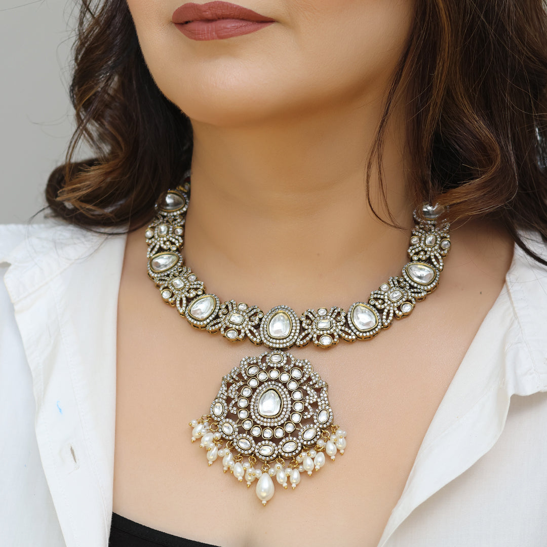 Gulzar Victorian Polki Necklace Set