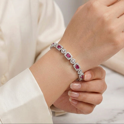 Ruby Coloured Tennis Bracelet