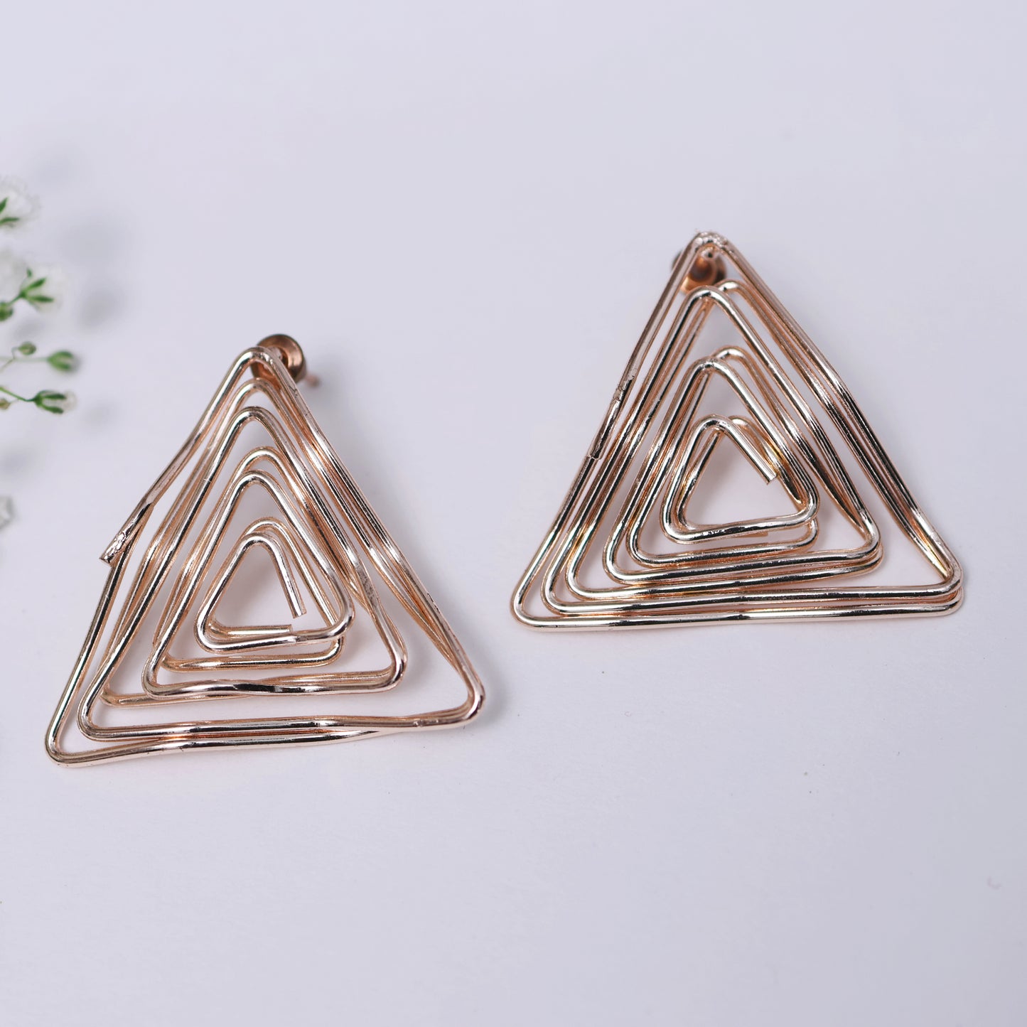 Rosegold Triangular Modern Earrings