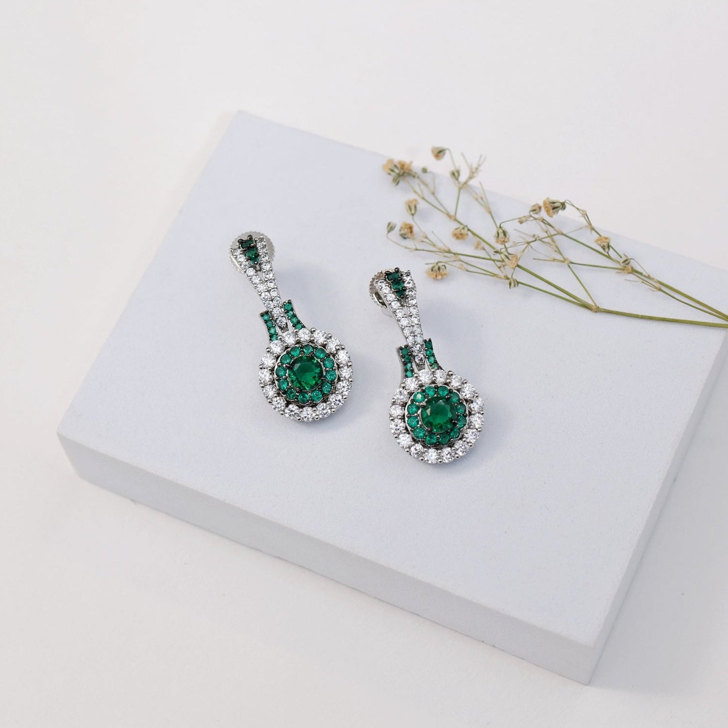 Green Droplet Earrings