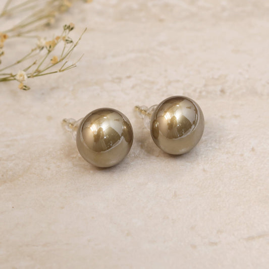 Olive Coloured Pearl Studs