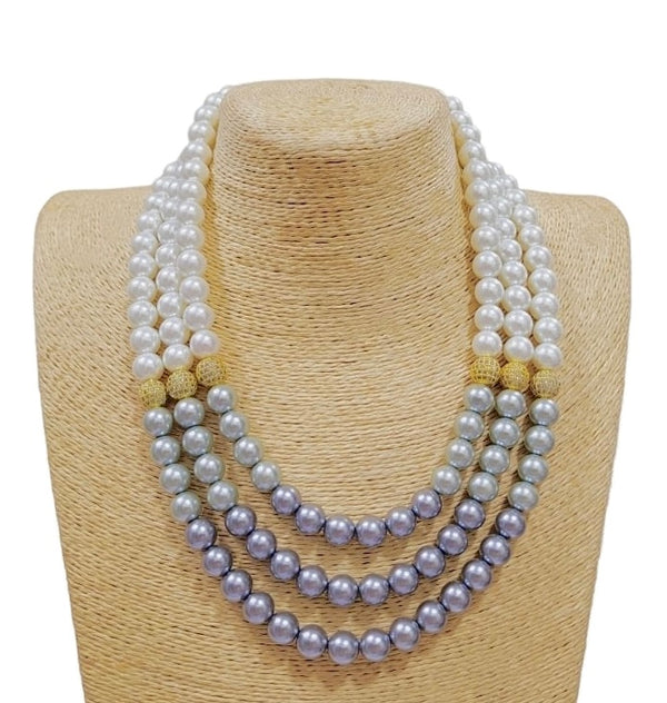 Grey Pearls Layered Necklace