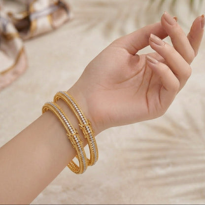 Zirconia Openable Gold Plated Bangles