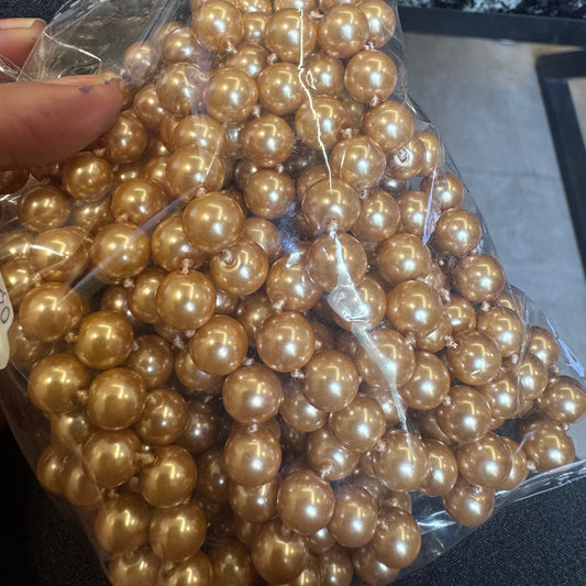 Mustard Gold Pearls Long Necklace