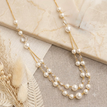 Kriti Pearls Double Line Stone Necklace