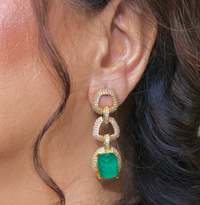 Emerald Drop Party Earrings