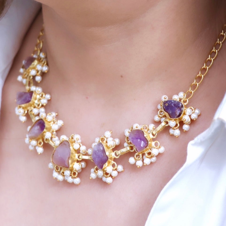 Reet Amethyst & Pearl Necklace